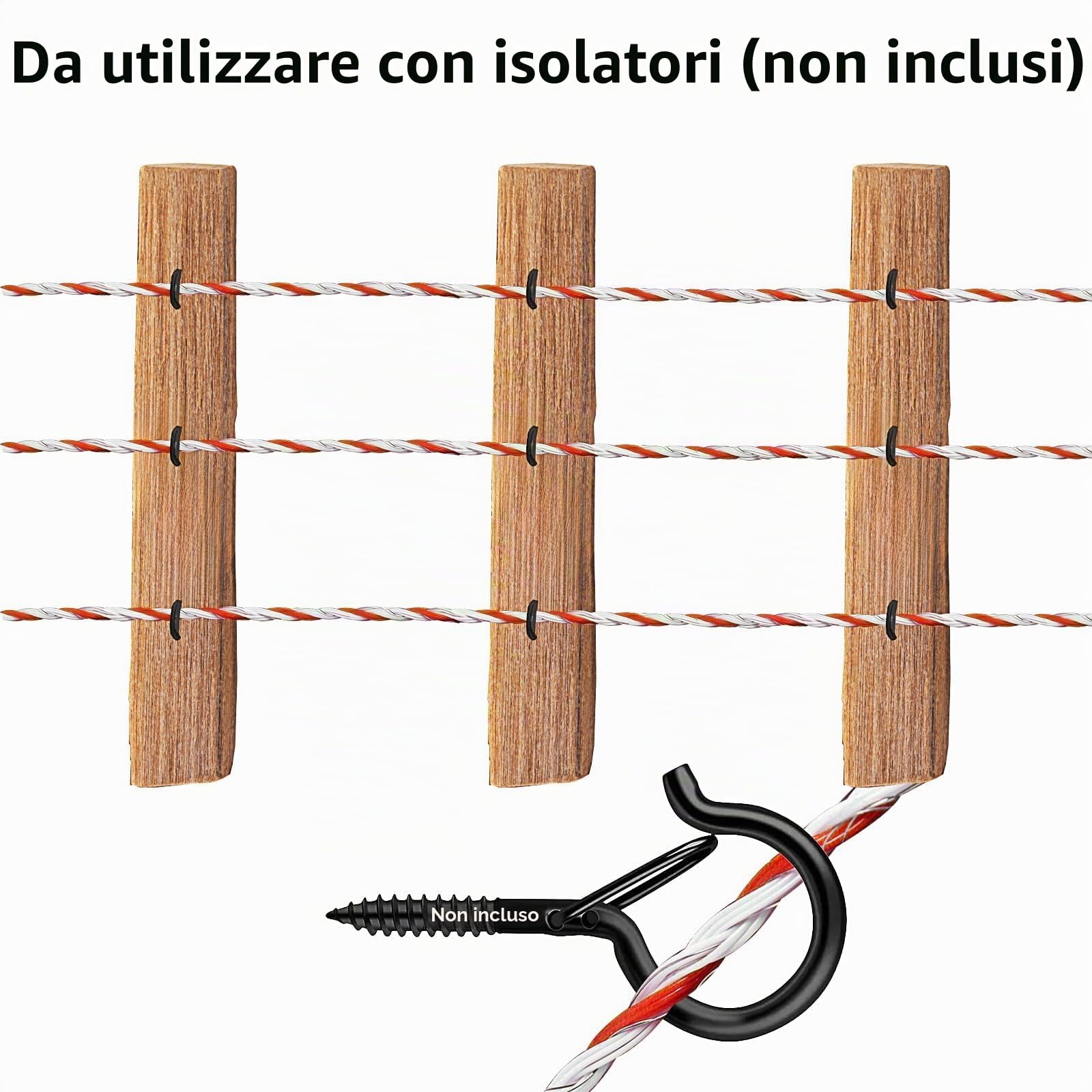 Filo Per Recinto Elettrico 500 Metri con 6 Fili Conduttori, Recinti Elettrici in Acciaio Inox, Alta Conduttività Recinzioni Elettrificate, per Animali Mucche Cavalli Maiali Galline