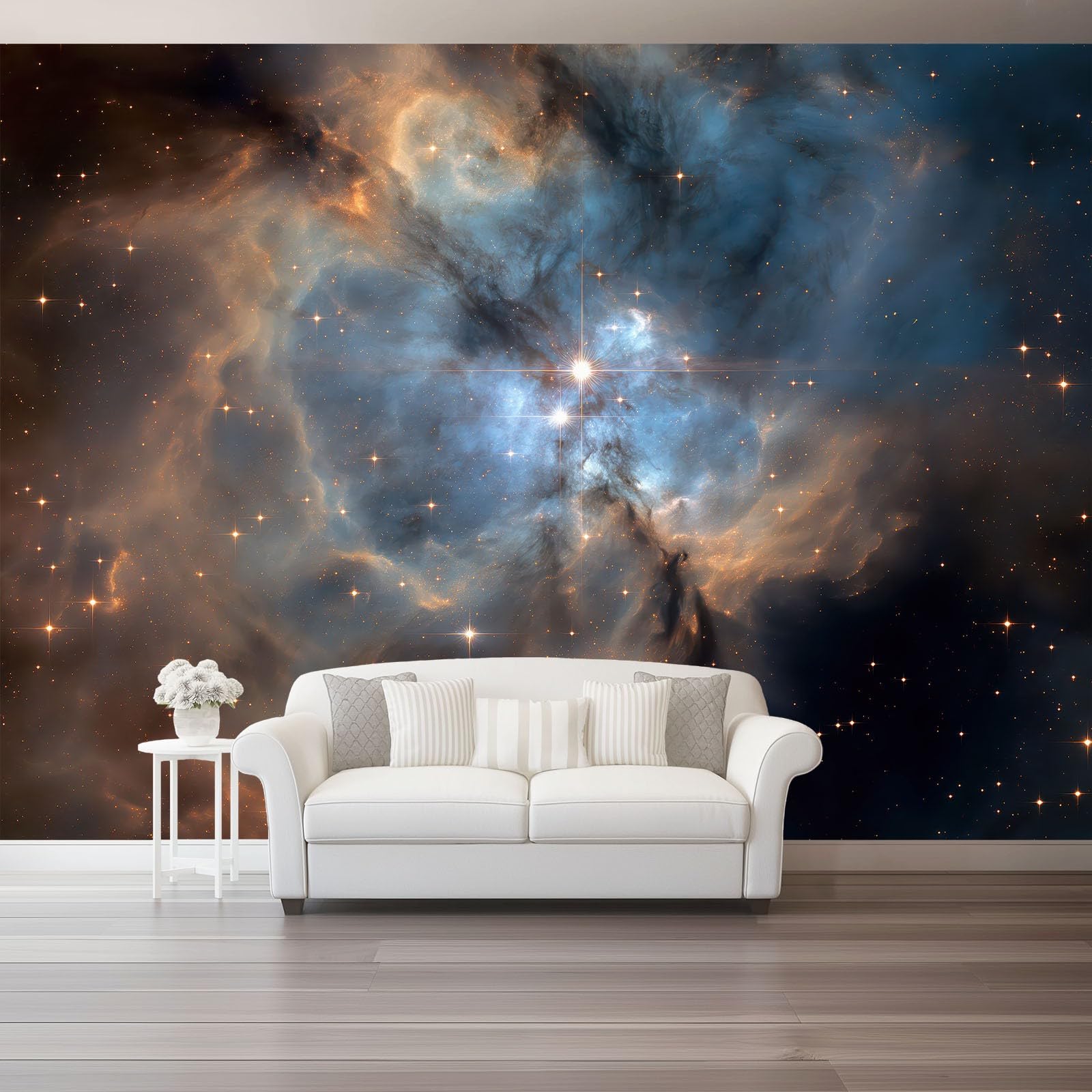 Tapeta 3D z włókniny natura mgławica gwiaździste niebo 200 x 140 cm tapeta dekoracja ścienna do salonu sypialni niebieski