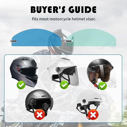 Miniatura 6 de 2 piezas de visera para casco de motocicleta, película antivaho para casco de motocicleta con viseras, inserto de película para visión clara,