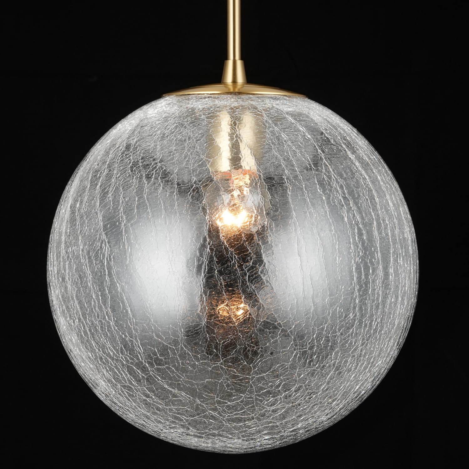 ALICE HOUSE 2 Packed 10-inch Modern Kitchen Island Pendant Light, Crack Glass, Brushed Brass Finish, Farmhouse Hanging Light Fixtures for Bathoom, Entryway and Hallway AL4602-P2 10-inch 2