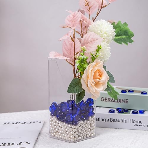 Miniatura 4 de FUTUREPLUSX Mármoles de vidrio plano azul de 1 libra, rocas de acuario azul oscuro de primera calidad, piedras de grava, piedras a granel, cuentas