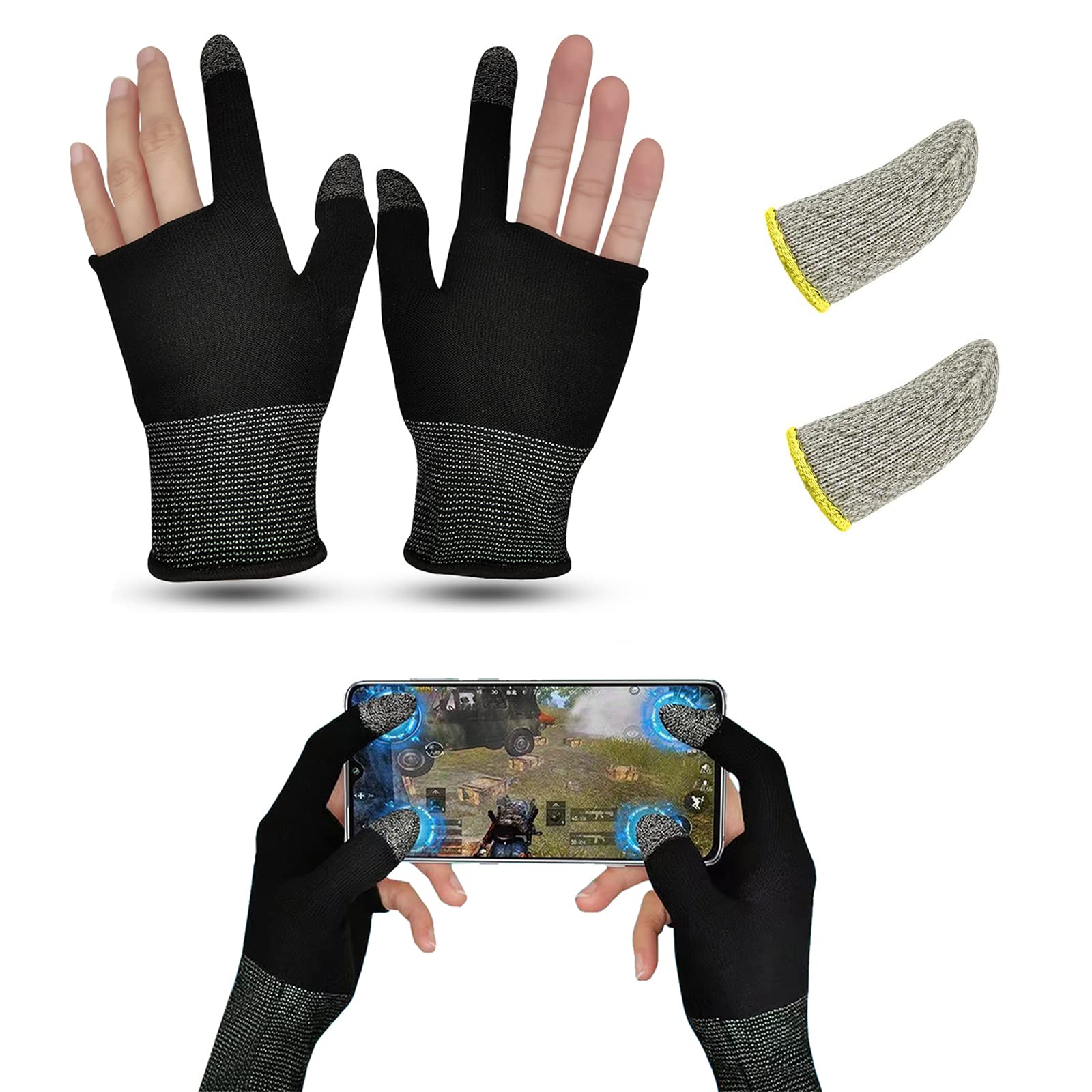 ONISSI Gants De Jeu Professionnels Pour Mains Moites | Gants De Jeu Pour PS4/PS5/Xbox/ordinateur/PC/VR/Mobile/SIM Racing, Noir, Medium
