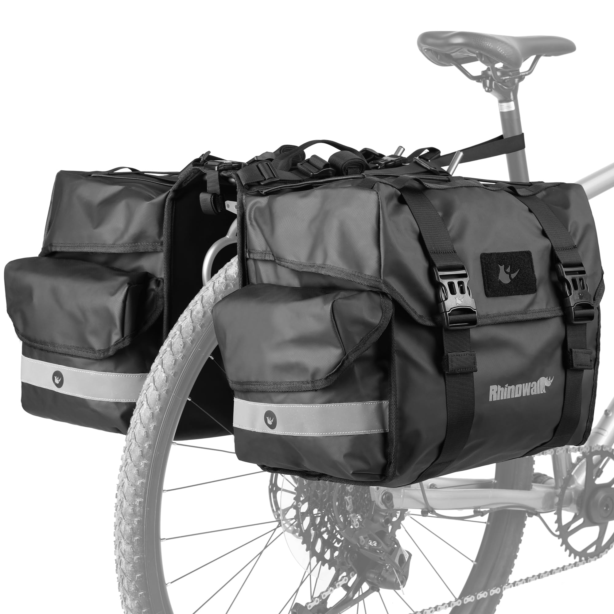 Dilireba Fietstas, bagagedragertas, fietstas, dubbele tas, bagagedragertas, achterwieltas, dubbele tas, waterdicht, voor pendelaars met regenbescherming, zwart