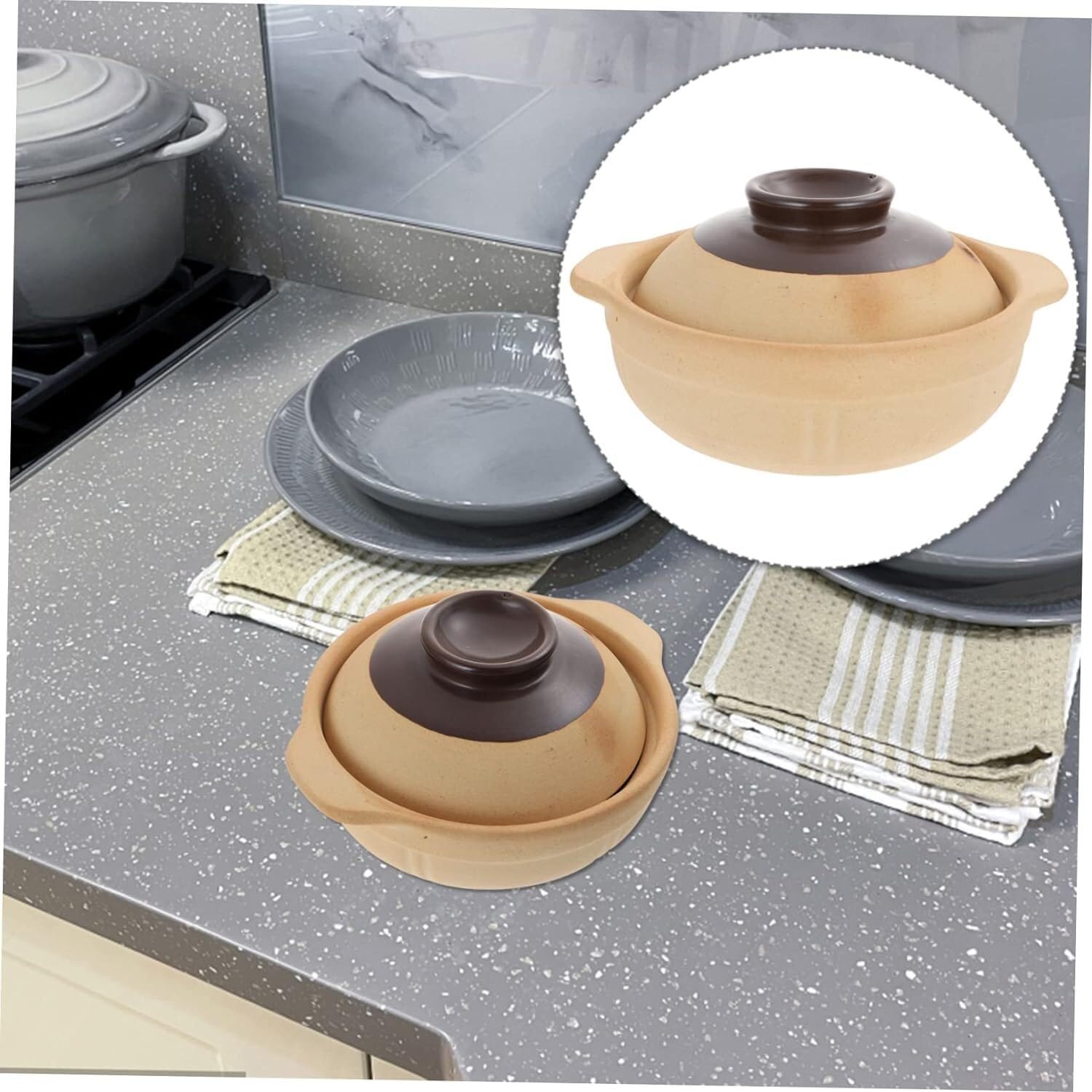 Zapiekanka, naczynie żaroodporne z pokrywką, 1 szt. Ceramiczna zapiekanka Naczynia z powłoką ceramiczną Brytfanna z pokrywką Ceramiczna miska na zupę Zapiekanka Garnek ceramiczny Garnek ceramiczny Cer