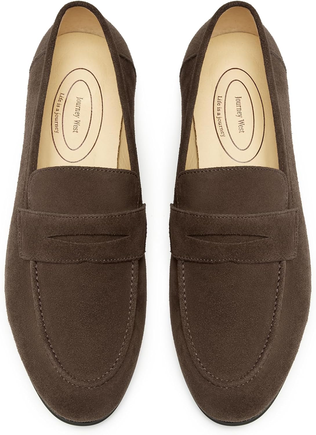 Journey West Men's Suede Leather Belgian Loafers for Men Slip-on Casual Penny Casual Loafers