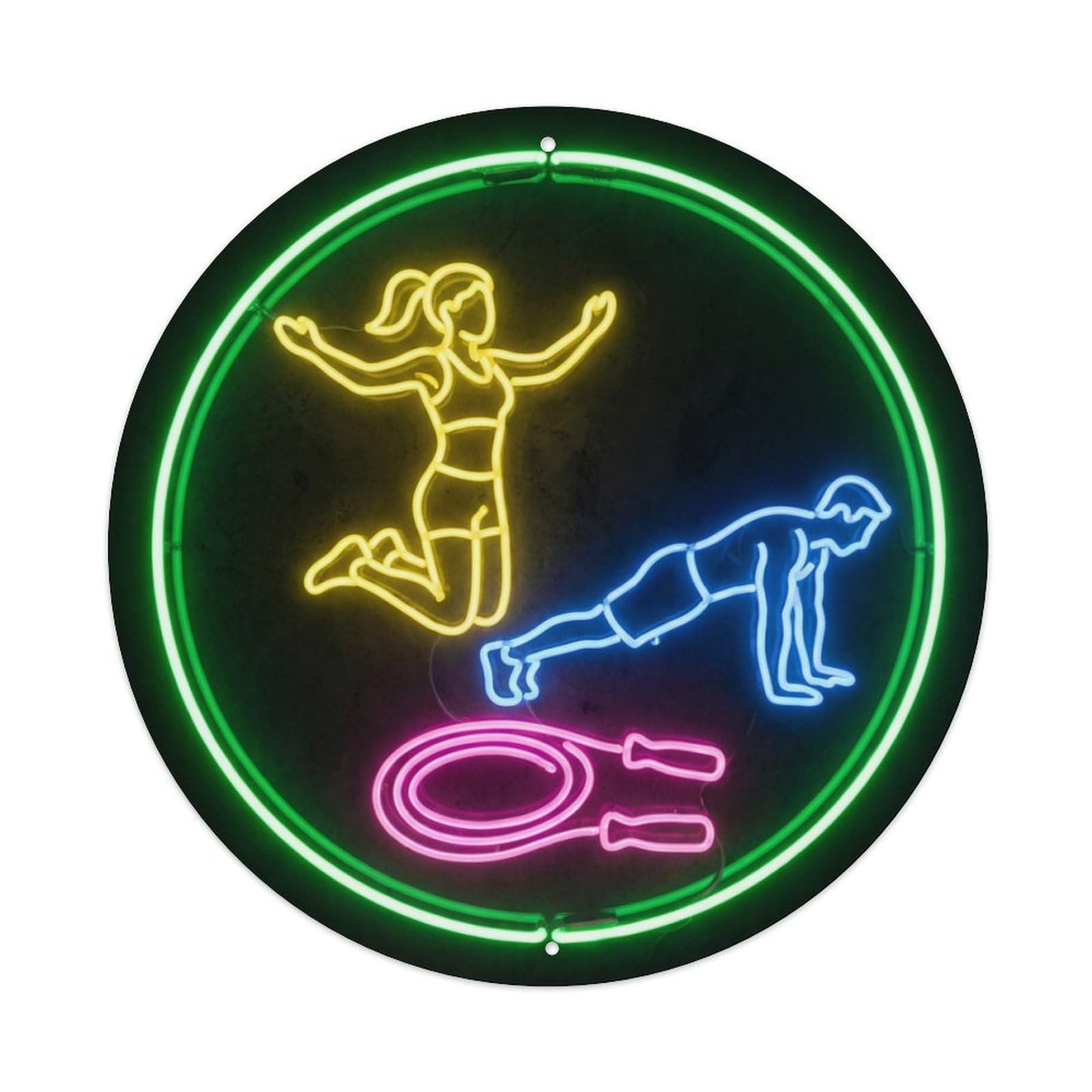 Vintage Faux Neon Gym Retro Bodybuilding Energy Metal Tin Sign