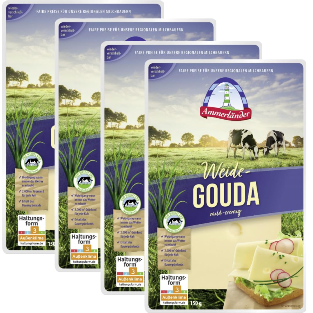 Ammmerlander Weide-Gouda mild-cremig Gouda Käse 150 gramm, 4er