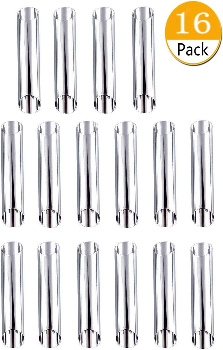 QAPPDA Set Of 16 Stainless Steel Cannoli Tubes, Non-Stick Coating,DIY Cannoli Moulds, Diagonal Shaped