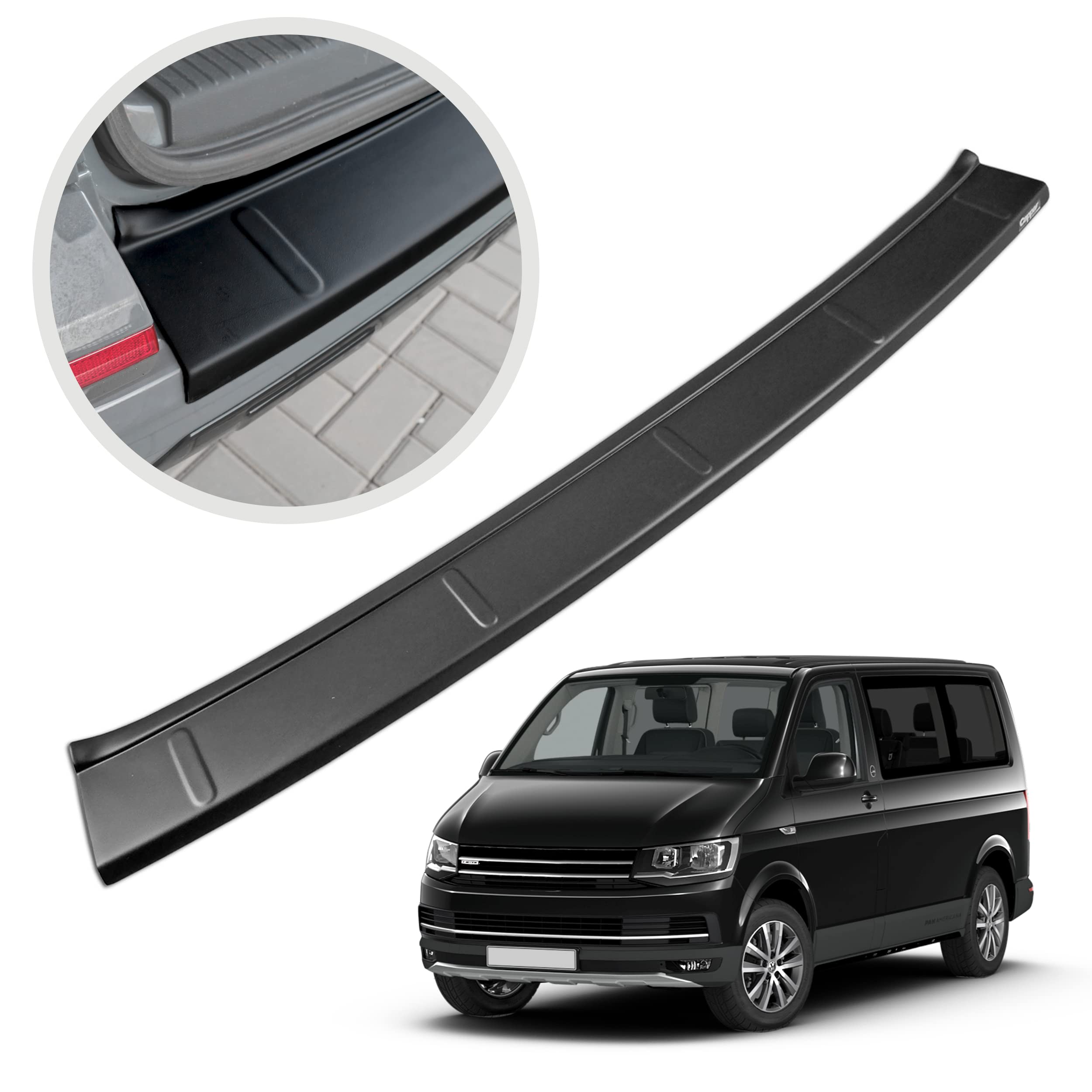 Chromemaster | Protezione paraurti Posteriore | Compatibile con VW T6 2015-2019 | Plastica ABS, Nero Opaco | Protegge la Vernice del Paraurti dai Graffi