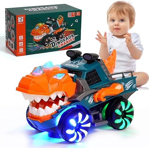 KidsMind Monster Trucks for BoysDinosaur Toys for Boys Girls Big Trucks for Toddlers Music Roaring Chomps and Shakes Light Up Monster Truck Toys for