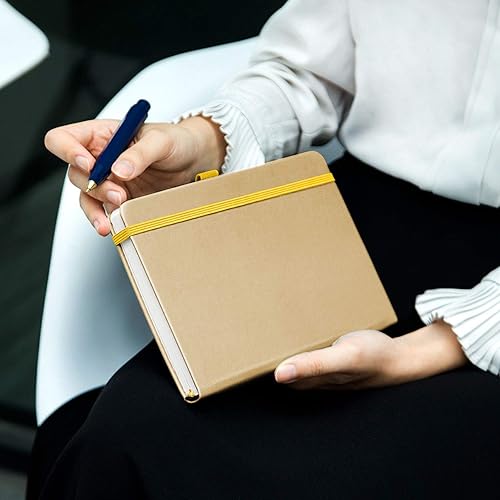 Miniatura 6 de DAOLEN - Cuaderno clásico con tapa dura de cuero, diario A5 con 160hojas lisas y numeradas, papel grueso de alta calidad de 3.53ozyd, con bolsillo