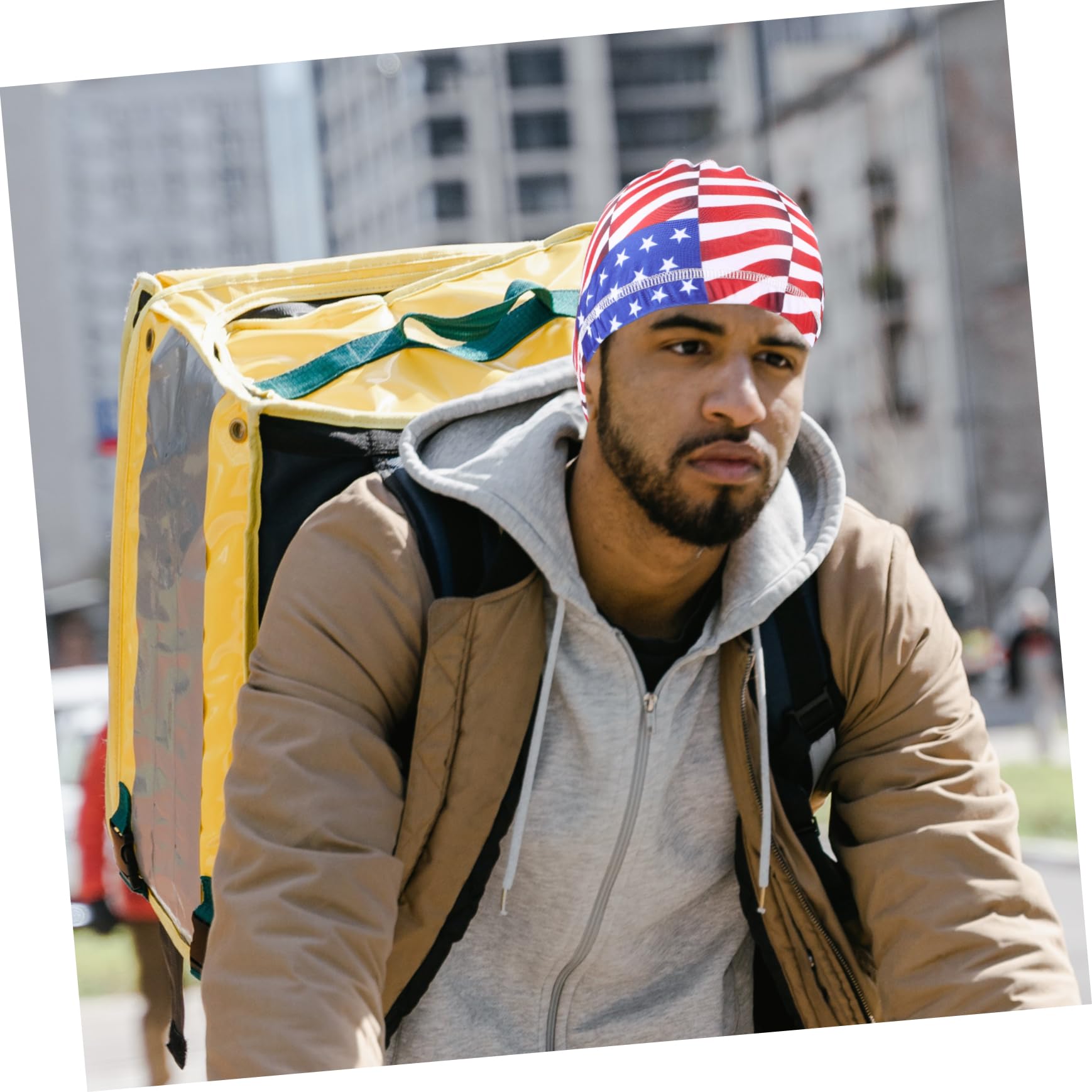 FOMIYES Elastic Helmet Hat Liner Unisex Bike Helmet Liner for Cycling Running Hiking Flag Print Skull Cap Multi