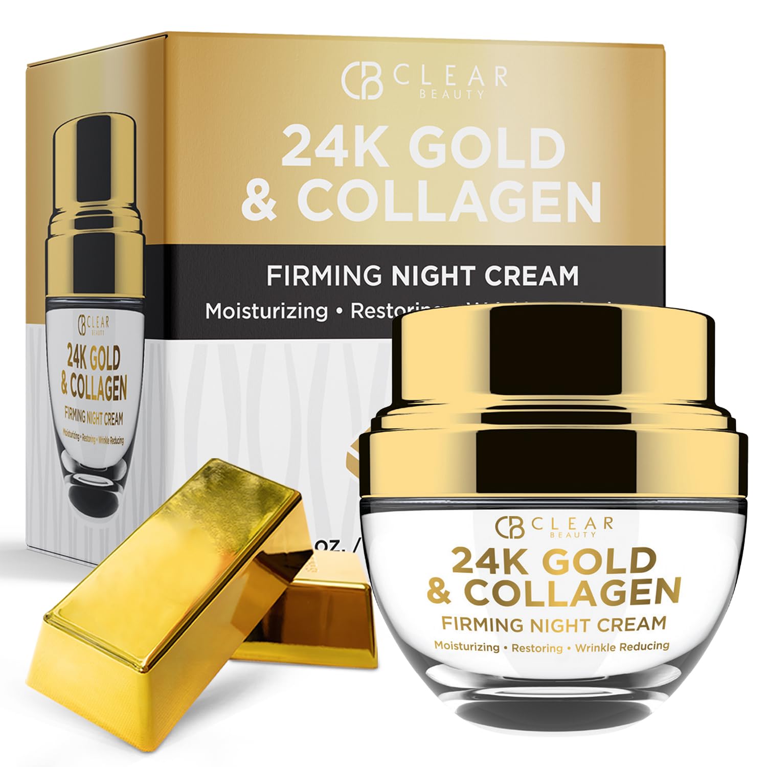 24K Gold & Collagen Night Face Moisturizer – Dermatologist Tested, Reduces Age Spots, Fine Lines & Wrinkles, Lifting & Firming Night Cream, Cruelty-Free Korean Skin Care – All Skin Types 24K Gold & Collagen Night Face Moisturizer – Dermatologist Tested, Reduces Age Spots, Fine Lines & Wrinkles, Lifting & Firming Night Cream, Cruelty-Free Korean Skin Care – All Skin Types