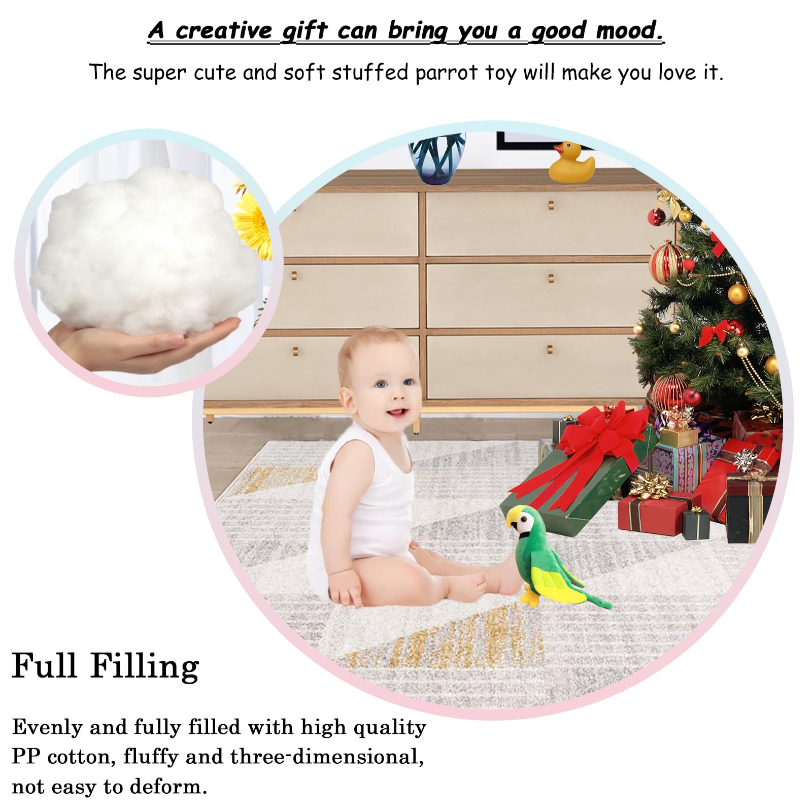 zhidiloveyou 7.9" Parrot Stuffed Animal Plush Cute Small Bird Toy Gifts for Girls Boys, Green - Image 2