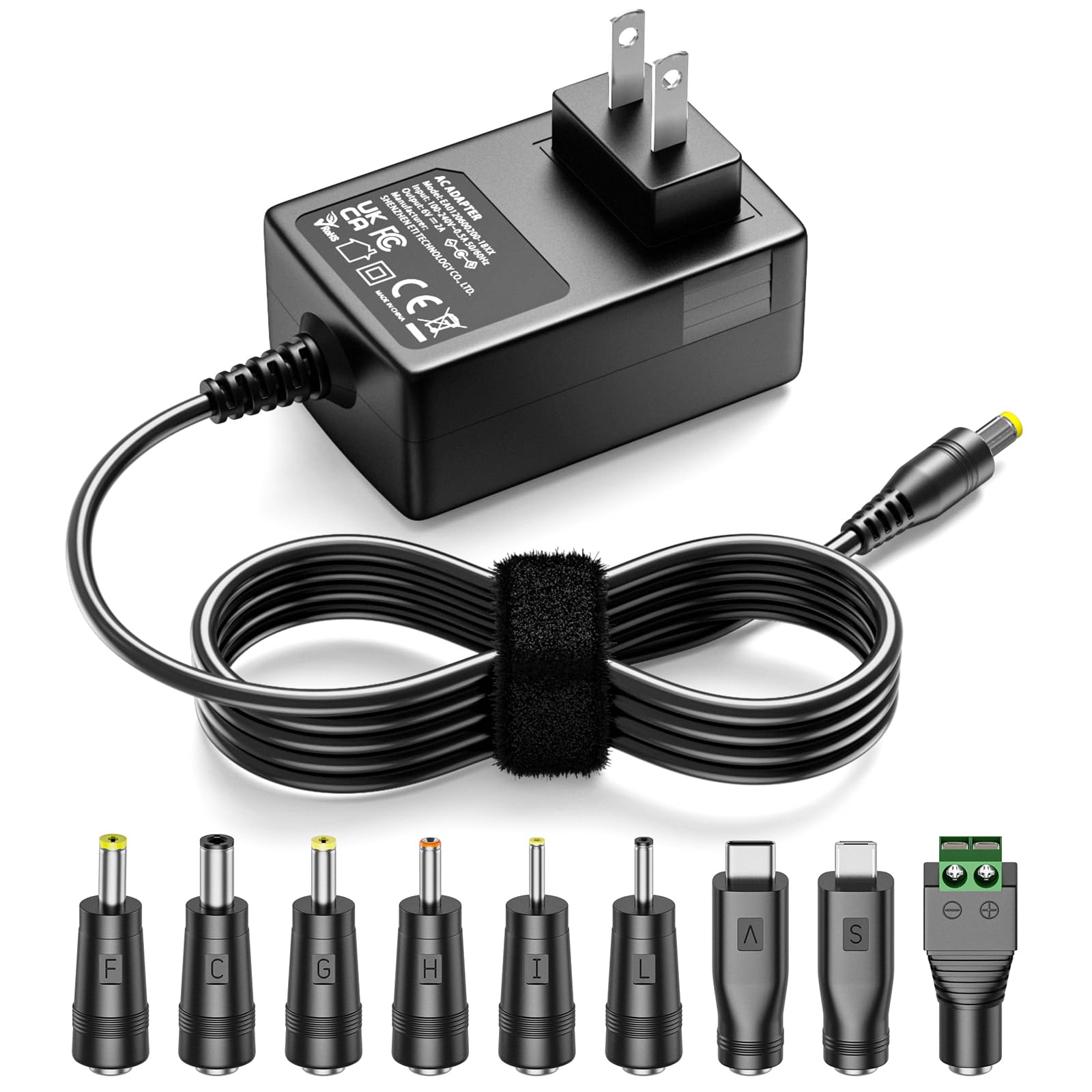 Basicvolt 6V 2A 1A DC Power Supply DC 6V Power Cord 6 Volt AC Adapter Charger with Multiple Tips for Ride On Toy LED Strip Light