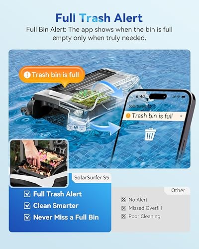 Miniatura 4 de Robot desnatador eléctrico automático de piscina 24/7 con soporte de aplicación, limpiador de superficie flotante para piscina sobre el suelo