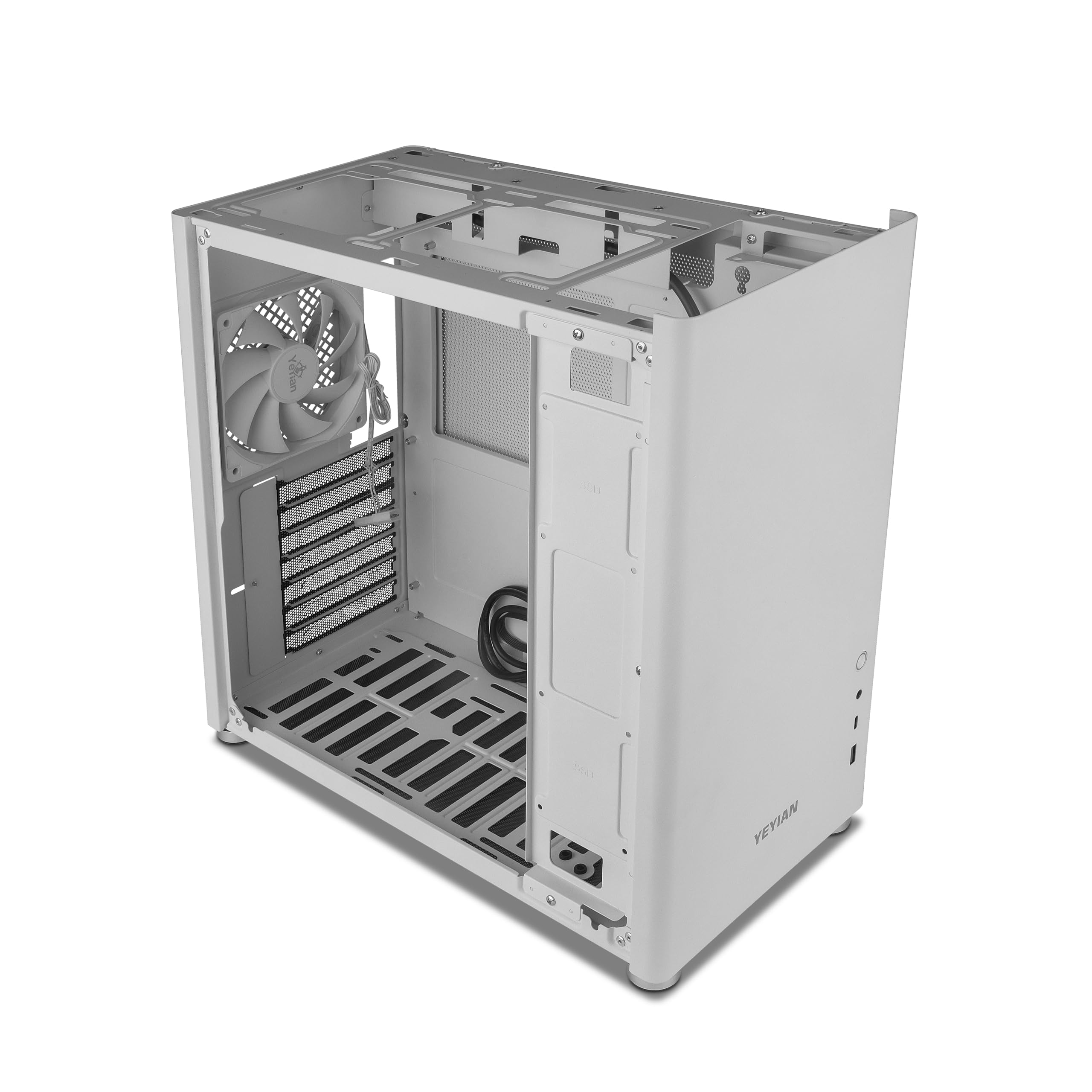 YEYIAN PC Gamer Case Hussar Mini Tower Compatibel moederbord Micro ATX, Mini ITX | Zijpaneel van transparant gehard glas | Inclusief 1 x 120 mm achterventilator (zwart