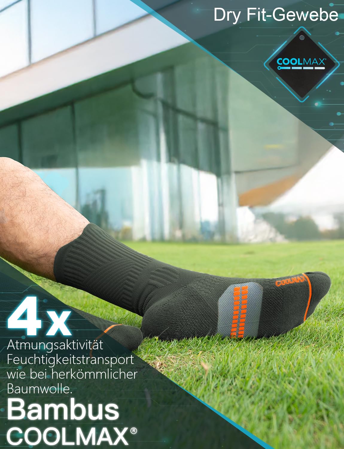 Juclise Compression Crew Running Socks Coolmax Bamboo Moisture Wicking Cushioned Anti-Blister Walking Hiking&Tennis Athletic