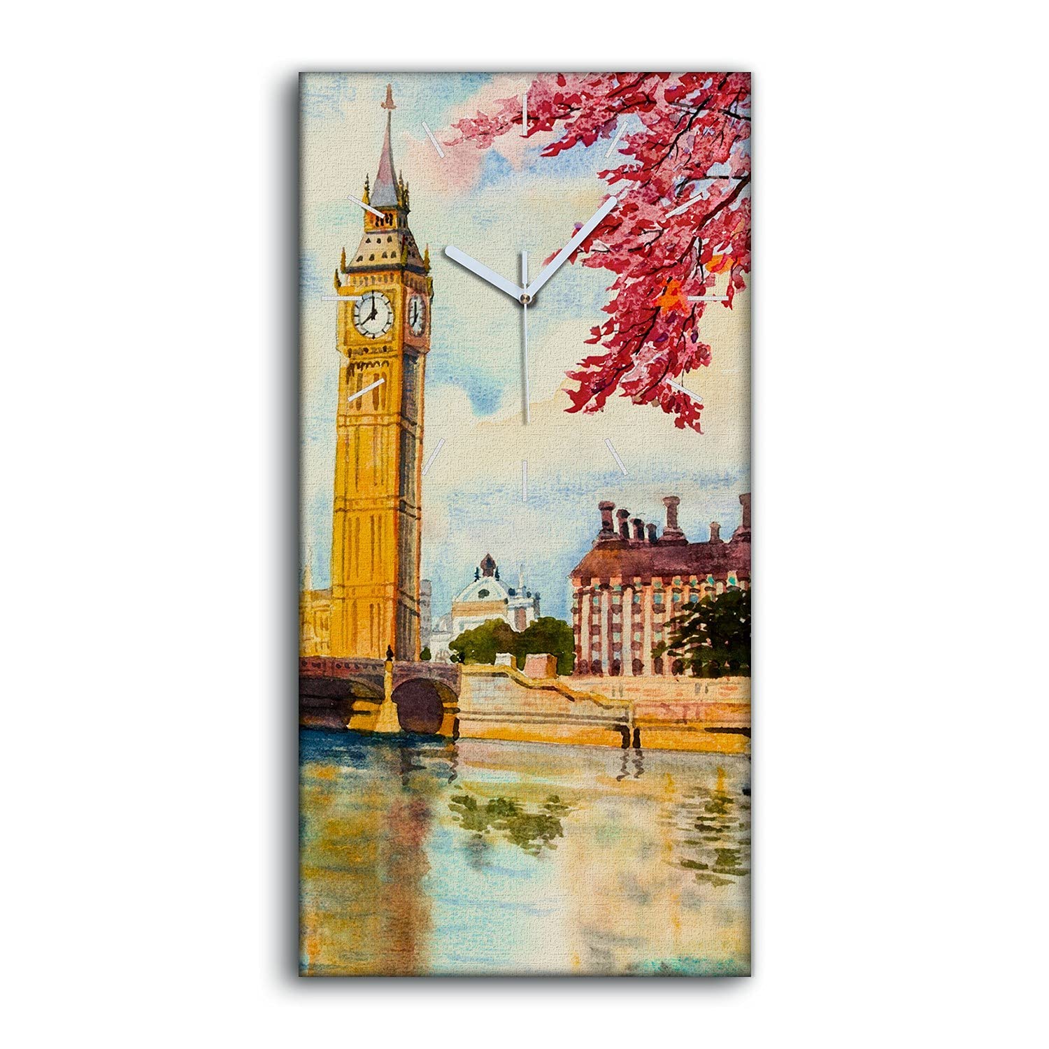 Horloge sur Toile Londres Big Ben 30x60cm Silencieuse Moderne Art Mural