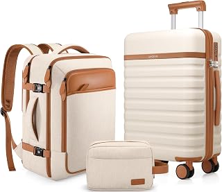 UKEIN 3-Piece Luggage Set with Carry-On Suitcase, Backpack & TSA Lock
