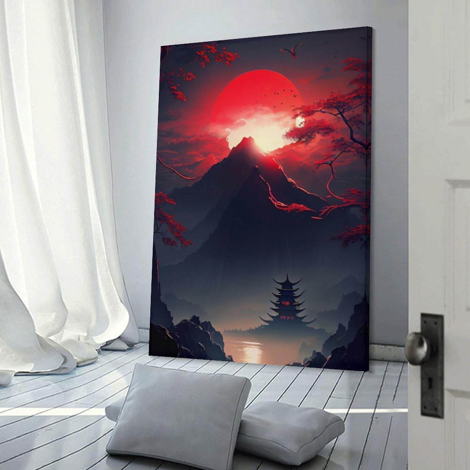 Junmoney Canvas Wall Art Jaoanese Mountain, 16x24inch(40x60cm), for New Homes, Bedrooms Or Workspaces, Canvas Artwork with Gifting Potential