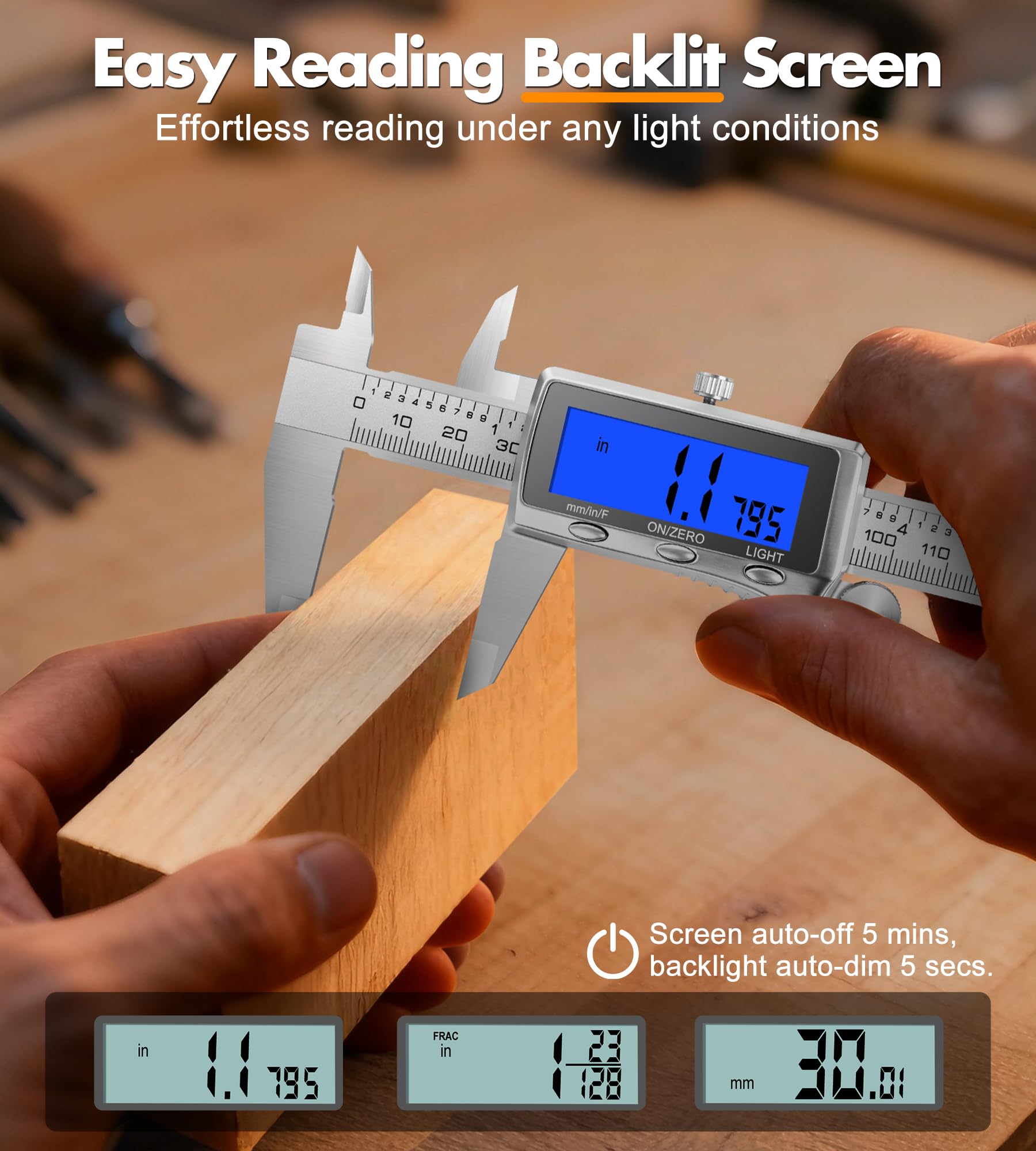 LuxBlue Digital Calipers - Rechargeable & Backlit -3