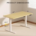 WALKINGDESK 48x24 Inches Whole Piece Electric Standing Desk, Seamless One Piece Height Adjustable Sit to Stand up Desk for Home Office, Ergonomic Computer Workstation, Oak