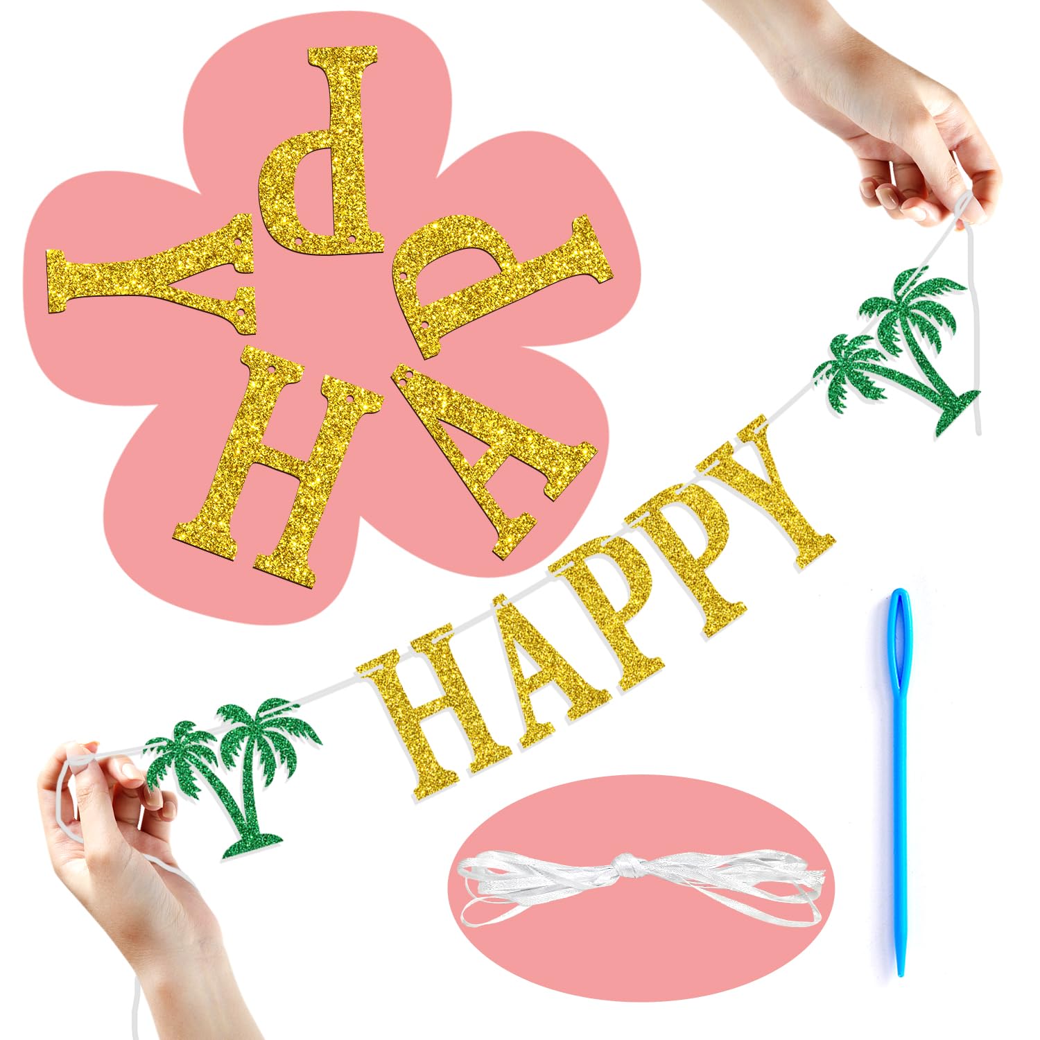 Wimpelkette „Happy Retirement“ – Gold-Glitzer Buchstaben, 2 M Lang, Zum Selbst-Auffädeln, Für Ruhestandsparty
