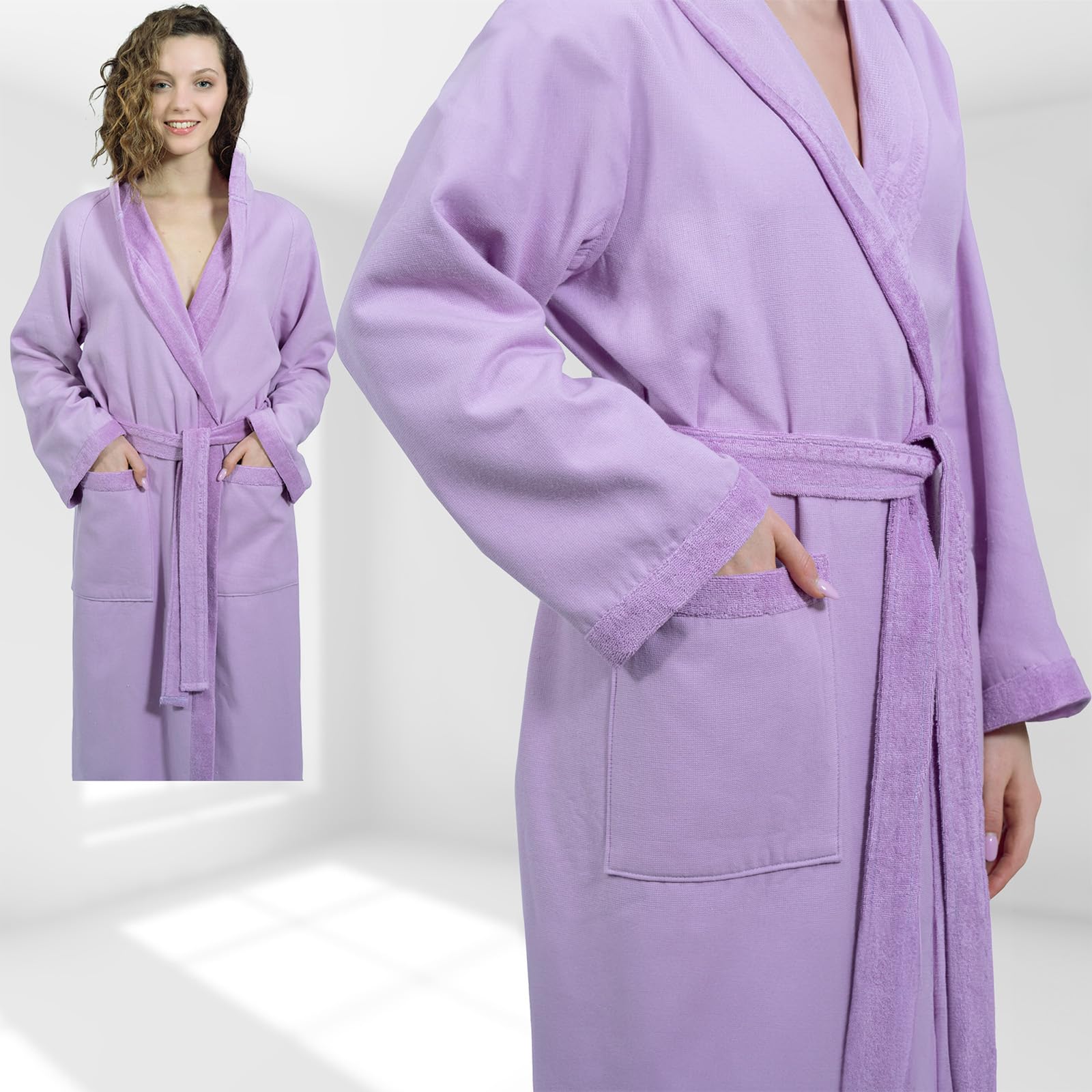 nice homeit Accappatoio Donna e Uomo in Spugna 100% Cotone - Accappatoio Super Assorbente con Cappuccio - Morbido, Leggero, Anti-Pilling, Made in Italia