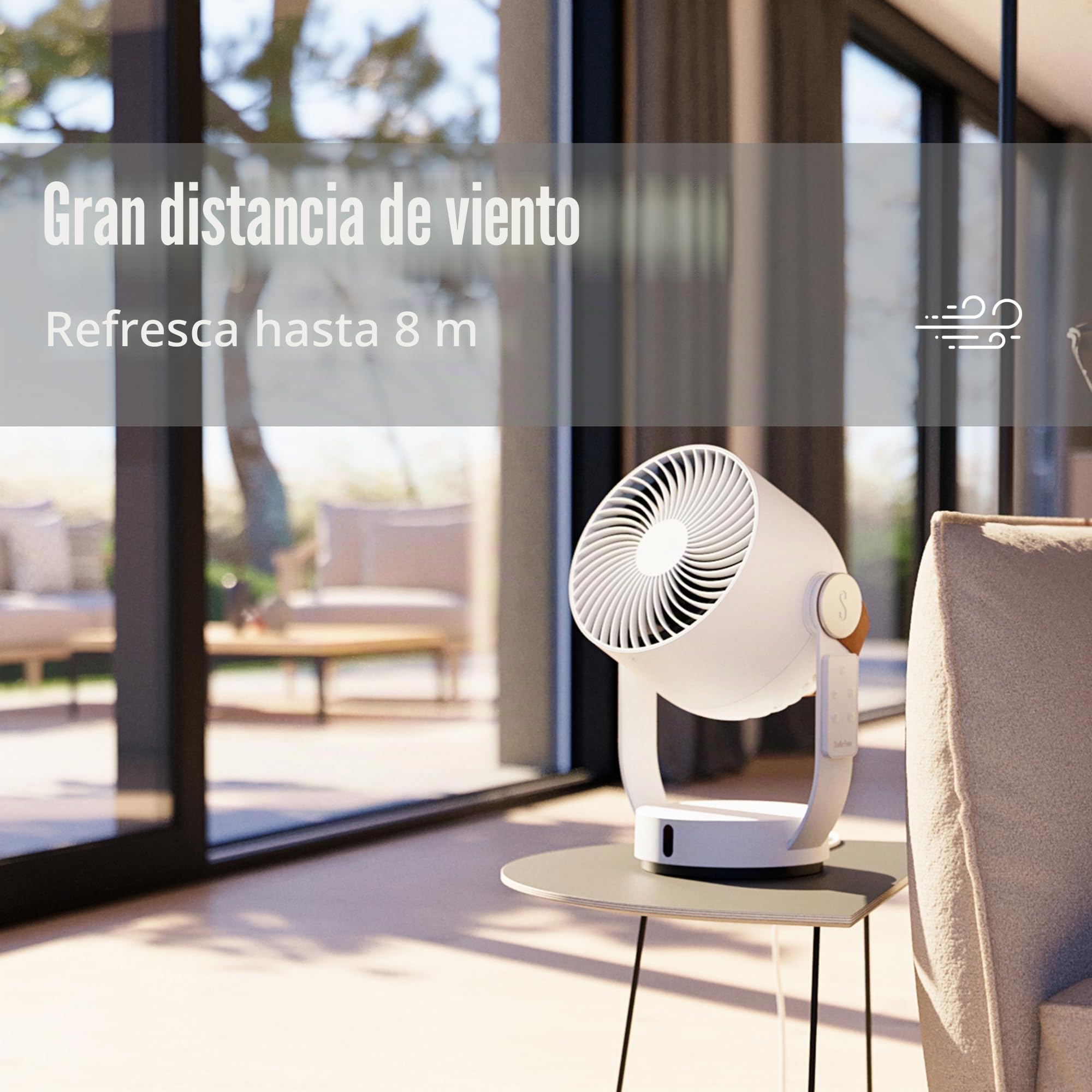 Stadler Form Circulador de aire 3D Leo, ventilador con función de giro horizontal y vertical, largo alcance de hasta 8 m, con mando a distancia, blanco