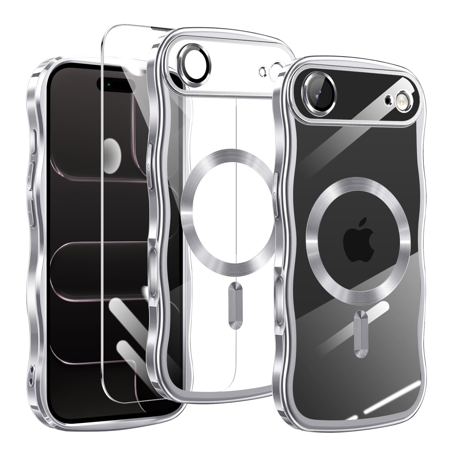 tuulaasii for iPhone Air 用 ケース クリア アイフォン AIR ストラップホール付き HDフィルム付き 波型 TPU