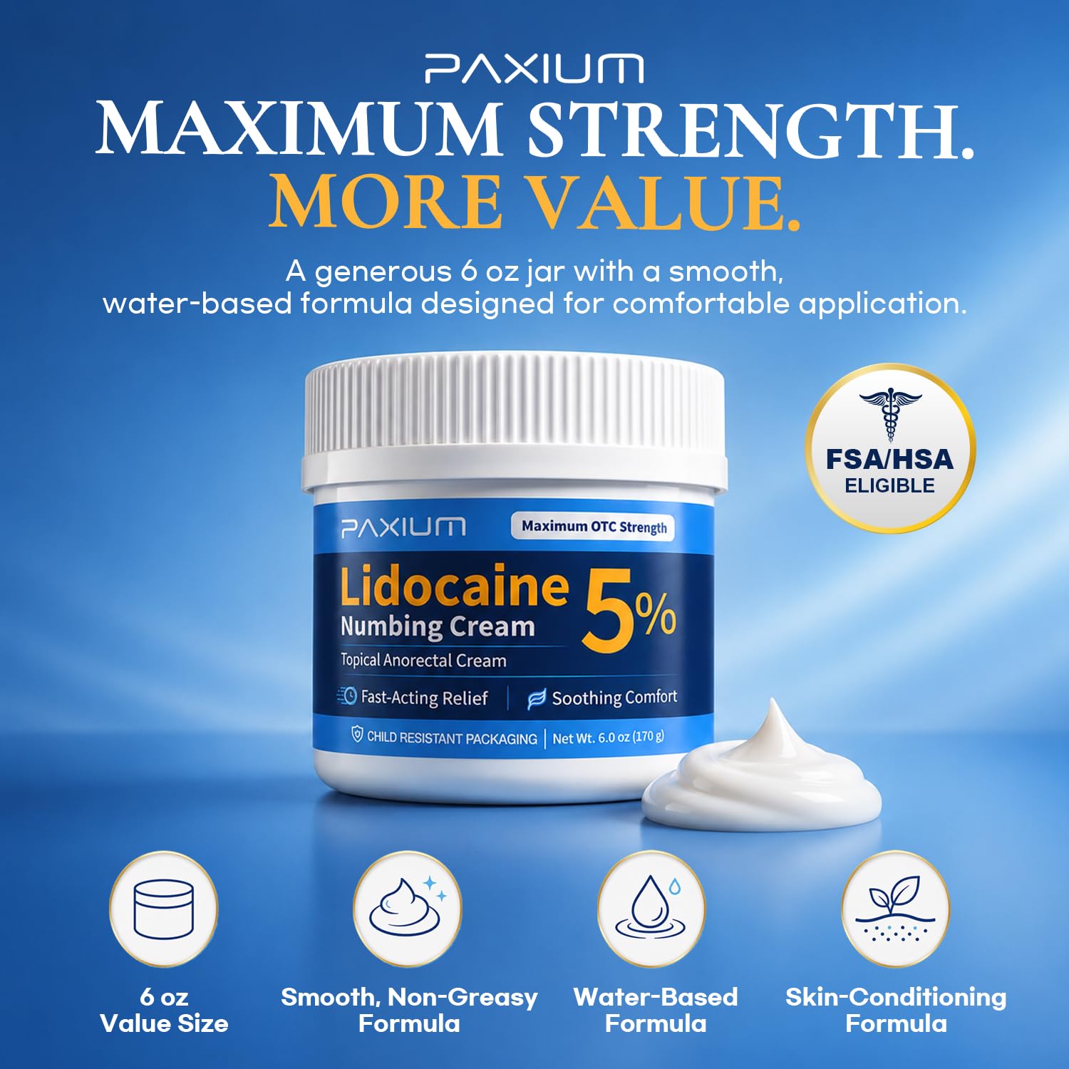 5% Lidocaine Numbing Cream with Aloe Vera Arnica Vitamin E, 6OZ — Amazon image 3