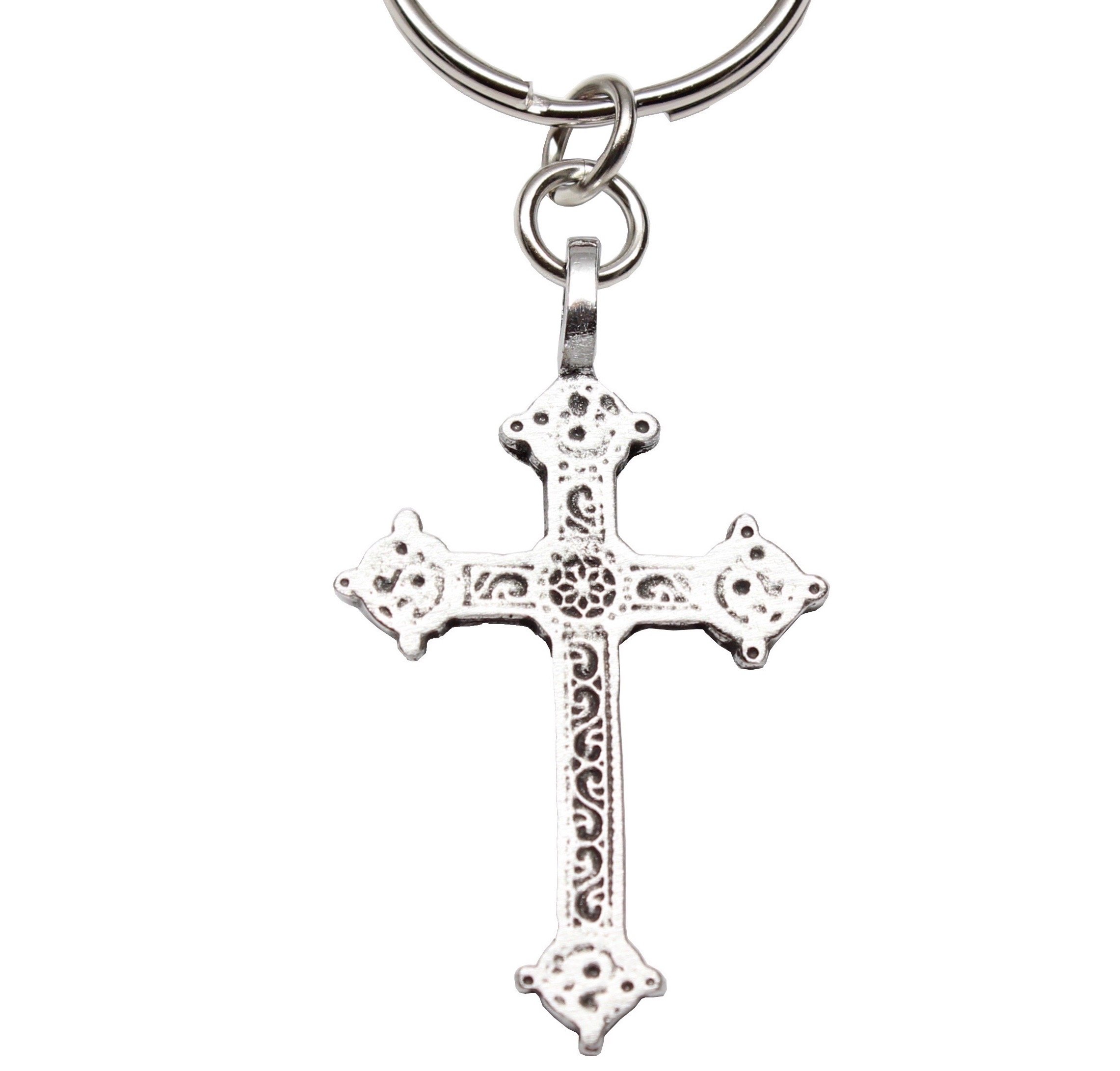 Trilogy JewelryGothic Style Christian Cross Pewter Keychain