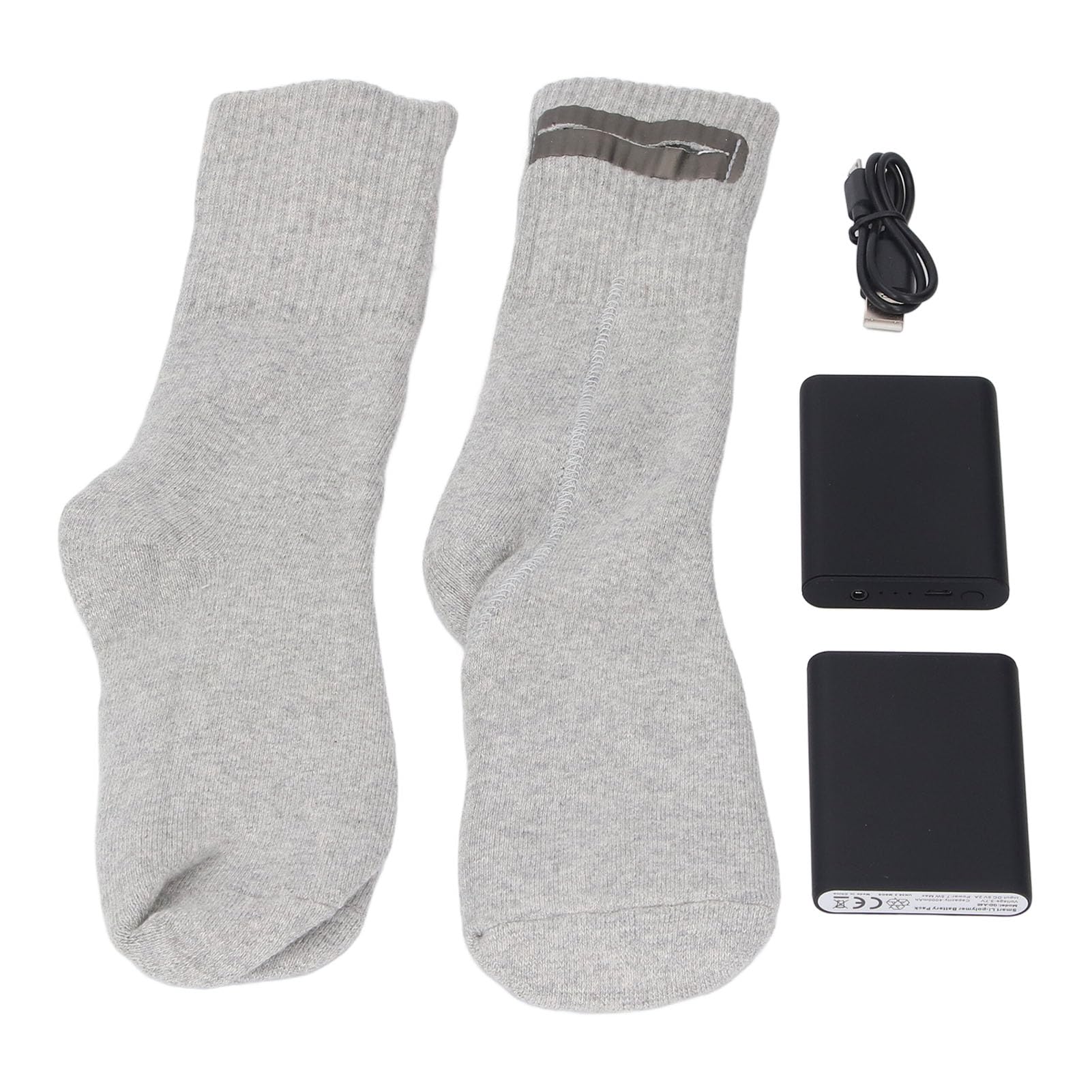Luqeeg Calcetines Térmicos, Calcetines Térmicos Eléctricos Recargables, Bancos de Energía de Doble Carga Elásticos con Diseño Cálido, Ideales para Esquí, Patinaje, Deportes, Senderismo, Camping y