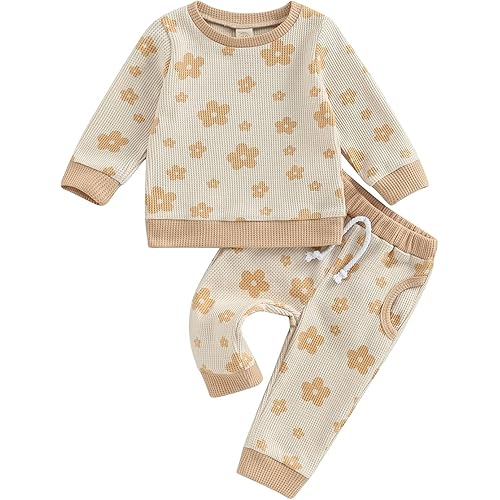 Ursobutegl Toddler Baby Girl Clothes Floral Long Sleeve Pullover Sweatshirt Tops Pants Fall Winter Clothing Outfits Set