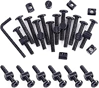 Vista 19 de Swpeet 25 tornillos de cabeza hexagonal M6 de 3.150 in, color negro, para cuna, cuna y tuercas de barril con 1 llave Allen, perfecta para muebles
