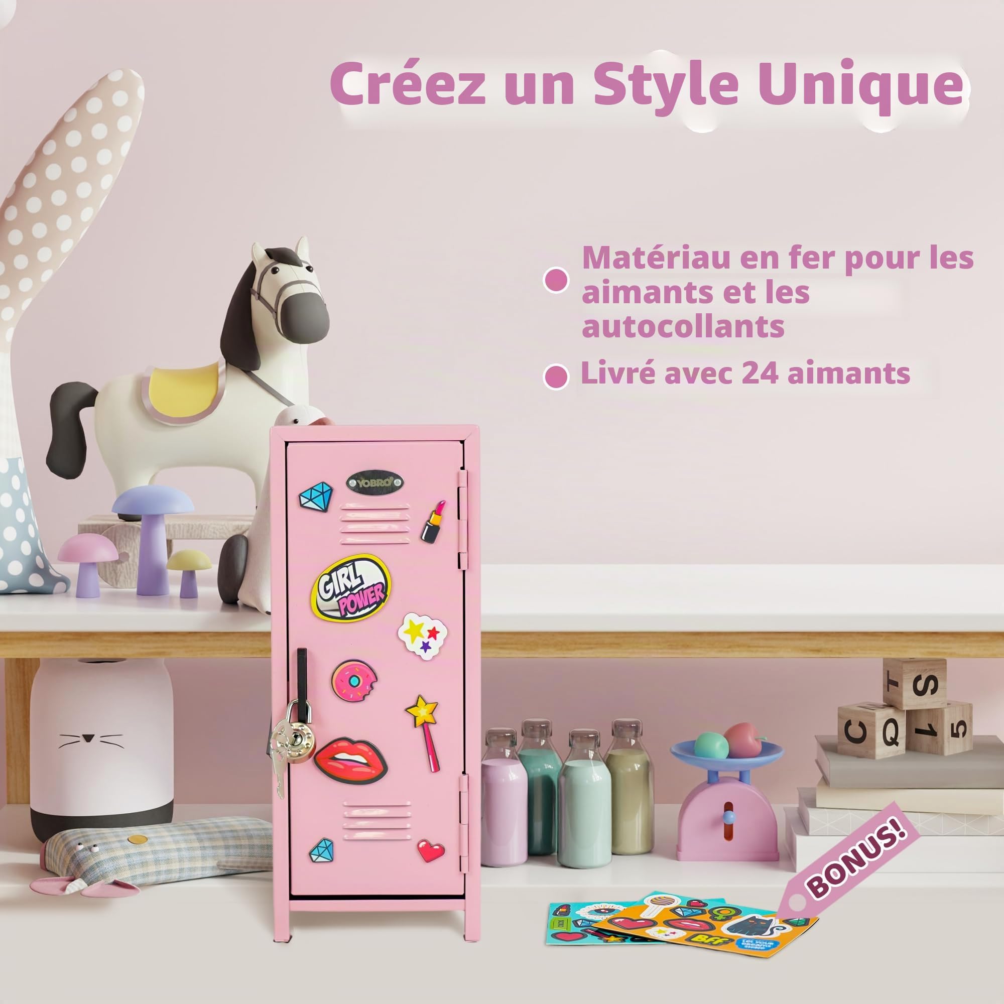 YOBRO Coffret de Sûreté Miniature avec Serrure et Aimants - Boîte de Rangement Métallique Rose