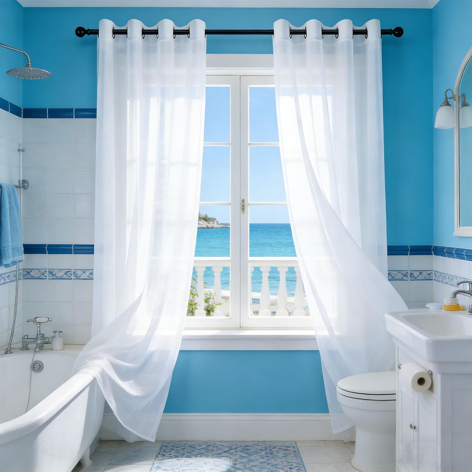 Voilage anti-UV et anti-soleil rideaux translucides pour chambre et salon
