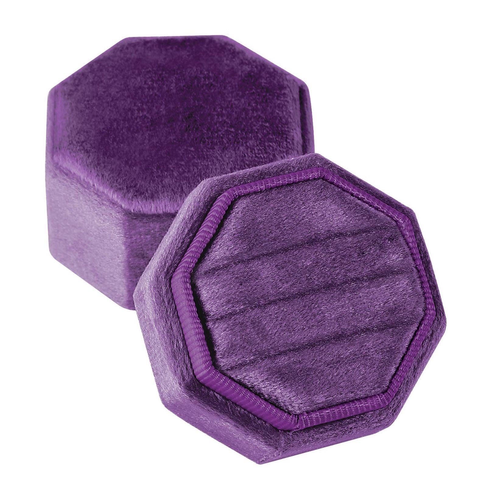 ljhnba Three Slot Rings Holder Octagonal Shape Flannel Jewelry Case Dustproof Rings Storage Box Suitable for Couples Anniversary Jewelry Case