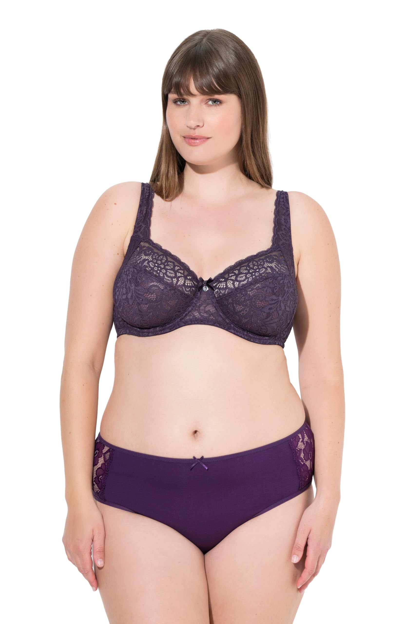 Ulla Popken Damen große Größen Übergrößen Plus Size Bügel-BH, Blütenspitze, Vollspitze, Cup B - E