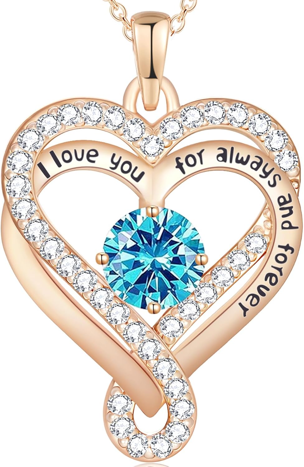 Birthstone Heart Necklaces for Women, Infinity Pendent S925 Sterling Silver Jewelry for Women, Wedding Anniversary, Birthday Mother’s Day Gifts for Mom, Mother, Wife, Girlfriend