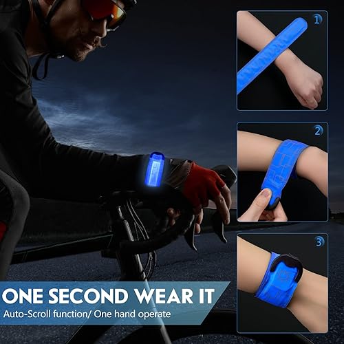 Vista 4 de Simket Brazalete LED Recargable para Correr (Paquete de 2), Luces para Correr para Corredores, Luces para Correr, Equipo Reflectante de Alta Azul
