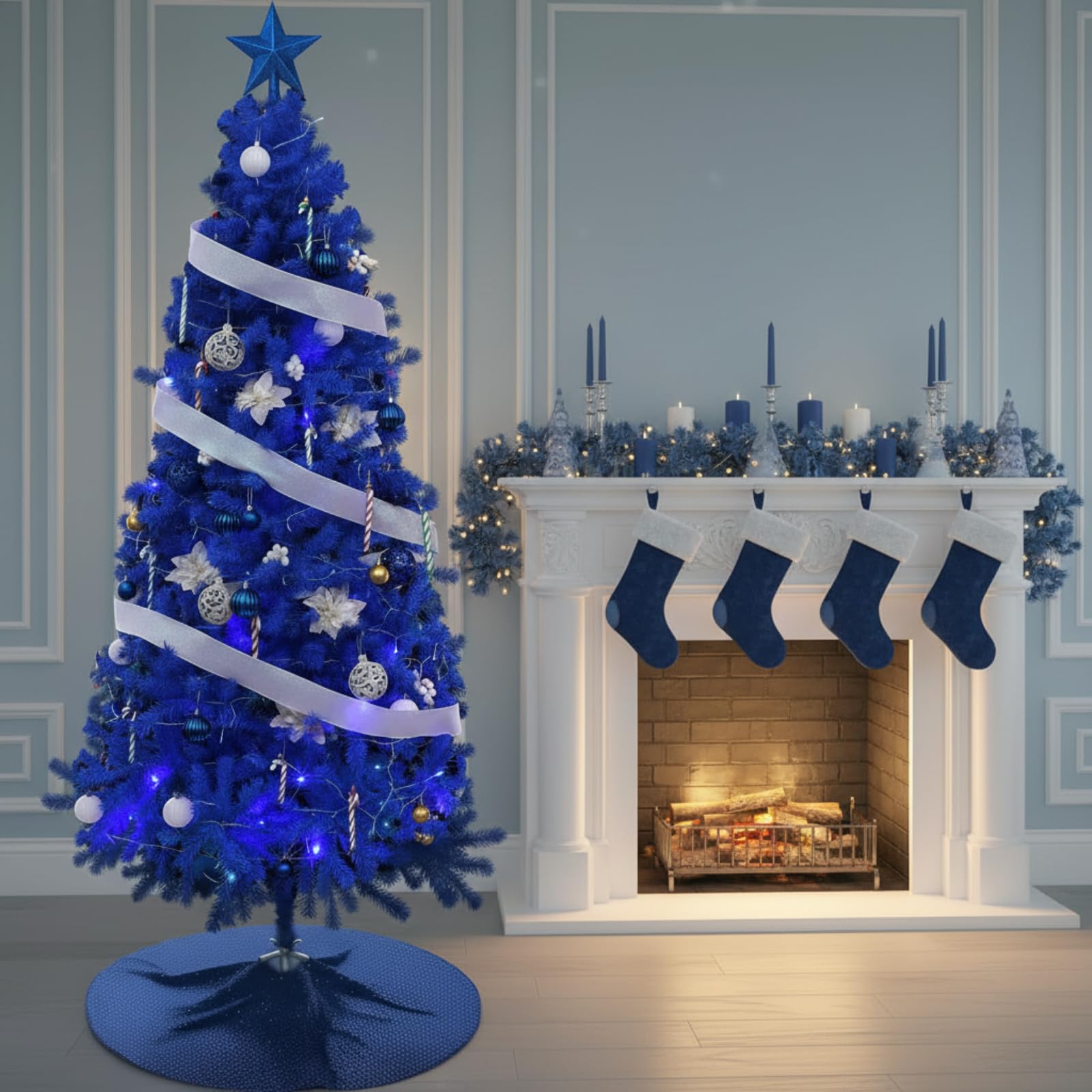 Amazon.com: Lunmon 70 PCS 7 FT Half Christmas Tree with Lights and