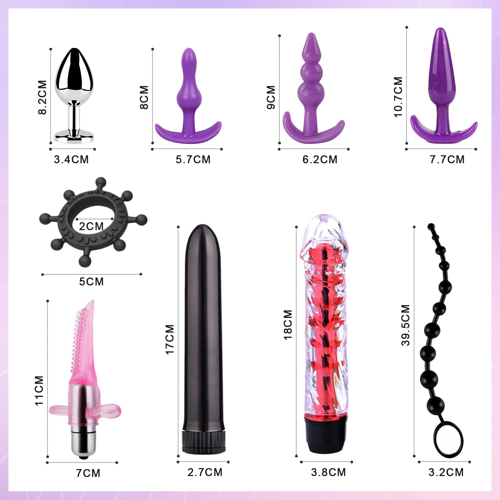 Kit BDSM Bondage 26 Pièces Qoosea pour Couples Menottes Réglables Entraves Cheville Collier avec Set de Plug Anal Pinces à Tétons Fouet Cache-yeux Boule Baillon Jouets Vibrants pour Jeu Sensuel Adulte