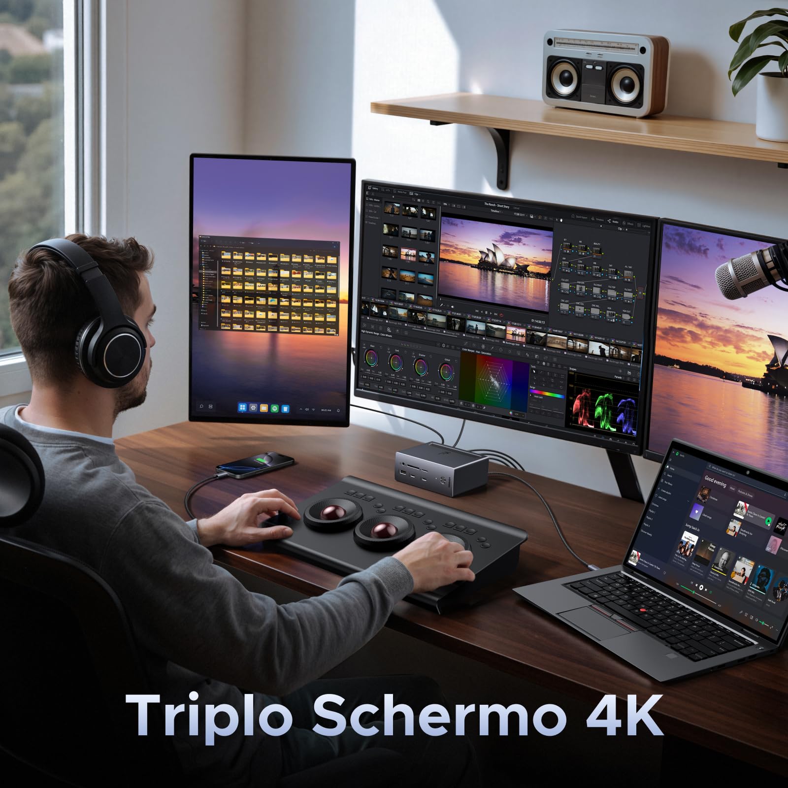 UGREEN Revodok Pro Docking Station USB C 2 DisplayPort 4K 120Hz e 1 HDMI 4K 60Hz Triplo Schermo 14 in 1 Dock Station con Multi USB 10Gbps Ethernet Gigabit 100W PD Ricarica SD TF 3,5mm