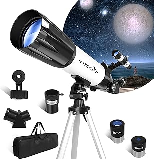 Telescope for Adults,80mm Aperture 600mm Telescope for Kids & Beginners, Refractor Telescope AZ Mount Tripod Fully Multi-Coated Optics 24X-180X High Magnification, with Phone Adapter & Carrying Bag
