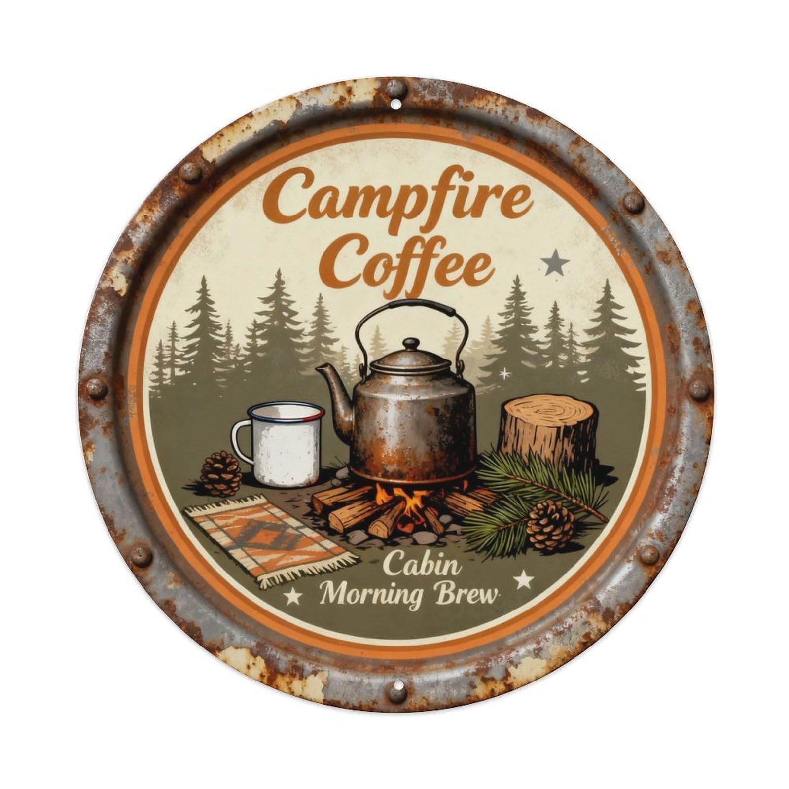 Campfire Coffee Metal Tin Sign Plaque