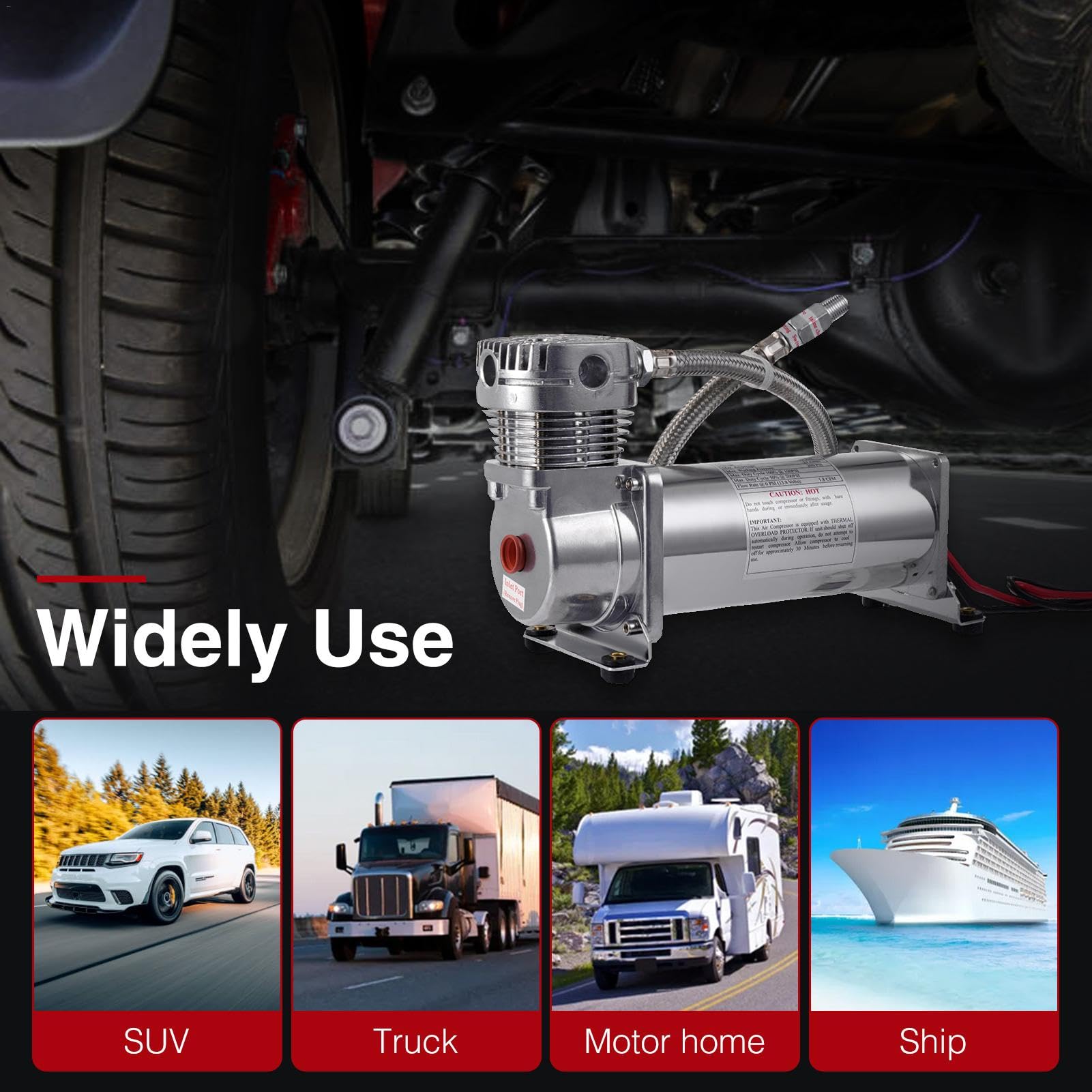 12V 200PSI Air Compressor - Heavy Duty Portable Air Pump For Train Horns & Suspension