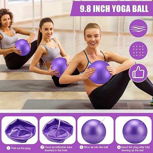 Miniatura 3 de Soulchen Juego de 10 bandas de resistencia de 9 pulgadas para ejercicio de pilates, pelota con bolsas, equipo de ejercicio para yoga, estabilidad,