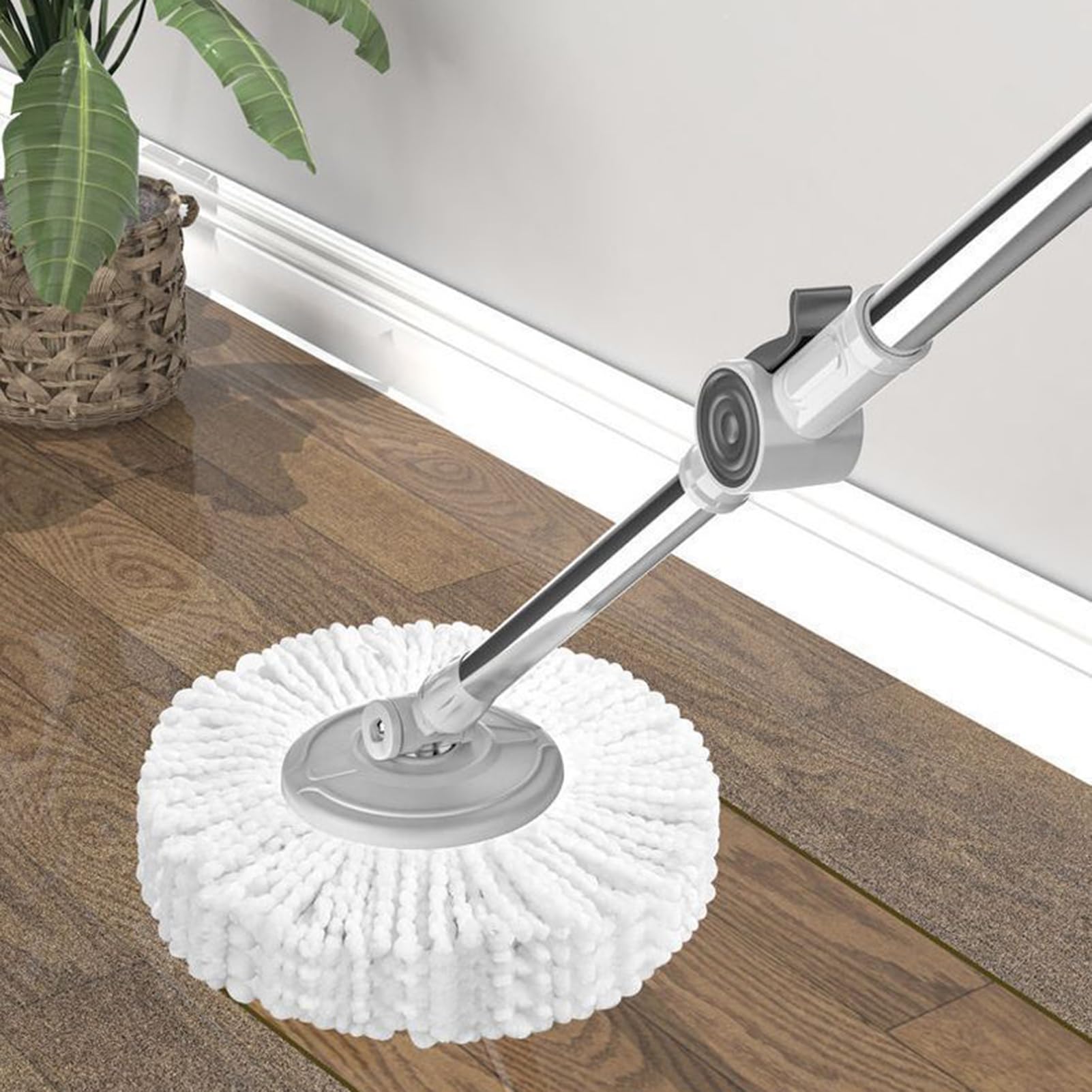 Set Fregona Cubo Mango Ajustable Ligero | Kit Cubo Giratorio Con Escurridor Para Suelos de Hogar, incluyendo Azulejos, Mármol, Cocina, Baño y Sala de Estar